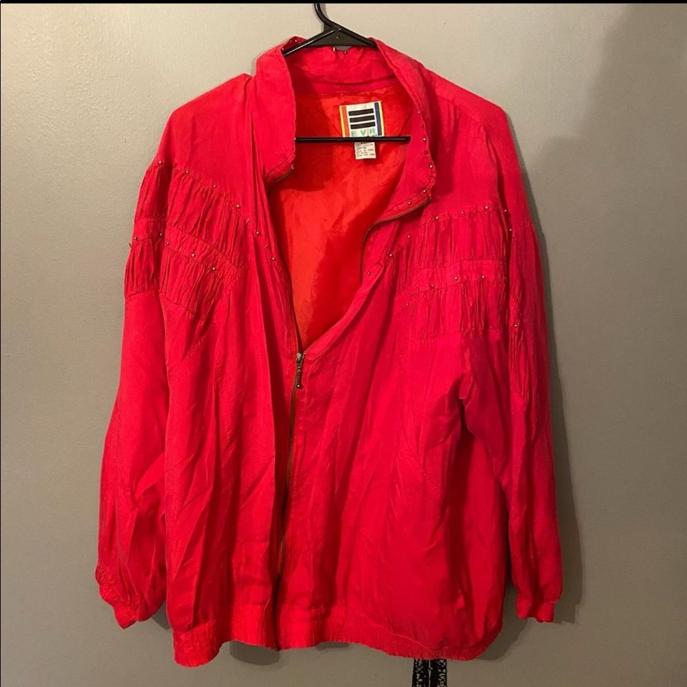 VINTAGE 90s RED SILK JACKET | 100% SILK | SIZE 1X | $45